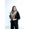 Велика коричнева кашемірова хустка косинка в клітину CASHMERE
